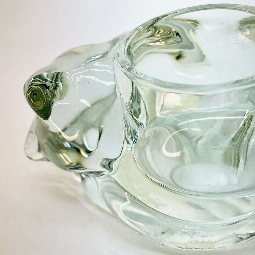 Indiana Crystal Glass Votive Sleeping Cat Candle Holder Vintage Handmade USA - Picture 6 of 10